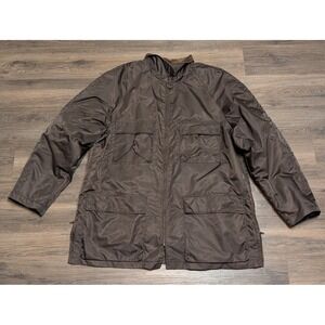 Banana Republic Mens XL Brown Nylon Field Jacket Corduroy Collar Barn Coat XL